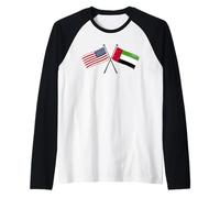 USA Émirats Arabes Unis Croisés Drapeaux Américains Emirati Amitié Manche Raglan