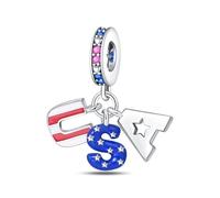 USA - Ensemble de trois pièces, breloque de bracelet en perles, convient aux bracelets de 3 mm à 4,5 mm