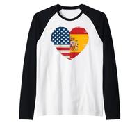 USA Espagne Cœur - Double citoyenneté Manche Raglan