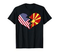 USA et MACÉDOINE du Nord Broken Heart International Love T-Shirt