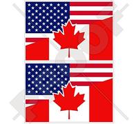 USA États-Unis d'Amérique & Canada, Américain & Canadien Drapeau, 100mm Vinyle Autocollants, x2 Stickers