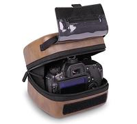 USA Gear Étui Rigide pour Appareil Photo Reflex numérique avec Protection moulée en EVA, Ouverture à accès Rapide, intérieur rembourré et poignée recouverte de Caoutchouc (végétalien Marron)