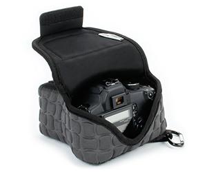 USA Gear Housse Appareil Photo Numérique et Accessoire en Néoprène Rembourré, Protection Robuste avec Poche et Ceinture - Compatible avec Appareils Canon, Nikon, Pentax, Lumix Et Plus - Noir/Gris