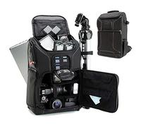 USA Gear Sac à Dos Appareil Photo Réflex Numérique avec Support Trépied, Compartiment Ordinateur Portable et Rangements Accessoires - Sac Photo Compatible avec Canon, Nikon, Pentax et Plus - Noir