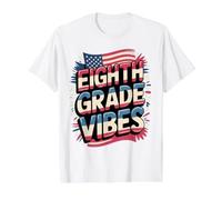 USA Huitième année Vibes First Day America Teacher Team T-Shirt Graphique avec Valeur