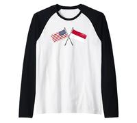 USA Indonésie Drapeau croisé Américain Indonésien amitié Manche Raglan