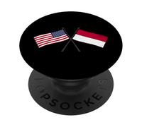 USA Indonésie Drapeau croisé Américain Indonésien amitié PopSockets PopGrip Adhésif