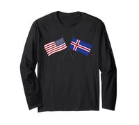 USA Islande Drapeau croisé Américain Icelandic Friendship Manche Longue