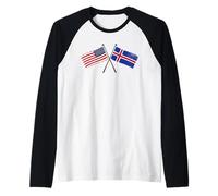 USA Islande Drapeau croisé Américain Icelandic Friendship Manche Raglan