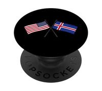USA Islande Drapeau croisé Américain Icelandic Friendship PopSockets PopGrip Adhésif
