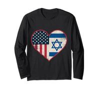 USA Israël Heart - Double citoyenneté Manche Longue