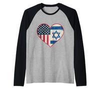 USA Israël Heart - Double citoyenneté Manche Raglan