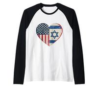 USA Israël Heart - Double citoyenneté Manche Raglan