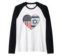 USA Israël Heart - Double citoyenneté Manche Raglan