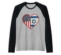 USA Israël Heart - Double citoyenneté Manche Raglan