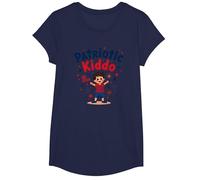 USA Kids Patriotic Kiddo Drapeau américain étoiles Feux d'artifice T-Shirt, Fille, Bleu Marine, S