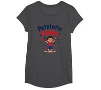 USA Kids Patriotic Kiddo Drapeau américain étoiles Feux d'artifice T-Shirt, Fille, Chiné Foncé, XS