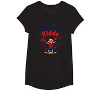 USA Kids Patriotic Kiddo Drapeau américain étoiles Feux d'artifice T-Shirt, Fille, Noir, XS