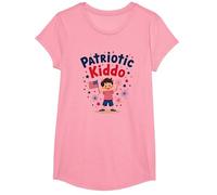 USA Kids Patriotic Kiddo Drapeau américain étoiles Feux d'artifice T-Shirt, Fille, Rose, XS