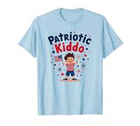 USA Kids Patriotic Kiddo Drapeau américain étoiles Feux d'artifice T-Shirt, Homme, Bleu Céleste, S