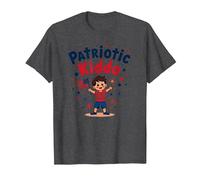 USA Kids Patriotic Kiddo Drapeau américain étoiles Feux d'artifice T-Shirt, Homme, Chiné Foncé, S