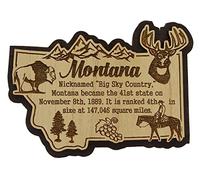 USA Montana State Map Cadeau en Bois Souvenir Cadeau Magnet Magnet