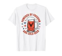 USA Patriotic Powered by Freedom Cold Beer, 4th of July T-Shirt