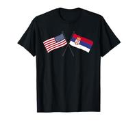 USA Serbie Drapeaux croisés amitié Serbe américaine T-Shirt