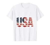 USA Vintage Flag Graphic - Red White Blue Design T-Shirt Graphique avec Valeur, Homme, Blanc, M