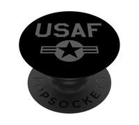 USAF United States Air Force Round Low View Grey PopSockets PopGrip Adhésif