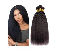 Usage quotidien Extensions de cheveux humains brésiliens crépus lisses à double trame, lots de 1/3/4 Extensions de cheveux(24 26 28 30)
