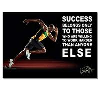 Usain Bolt Success Belongs Poster sans cadre pour sprinter jamaïcain course à pied avec citation de motivation