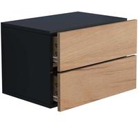 UsalL45 table de nuit accroché au mur 2 tiroirs noir, chêneReproduction.