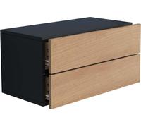 UsalL60 table de nuit accroché au mur 2 tiroirs noir, chêneReproduction.
