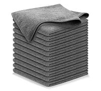 USANOOKS Lot de 12 chiffons de nettoyage en microfibre gris - Haute performance - 1200 lavages - Serviettes ultra absorbantes - Tissage de la saleté et liquides pour une brillance miroir sans traces -