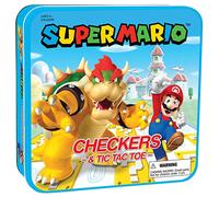 USAOPOLY Super Mario Checkers & Tic-Tac-Toe Collector's Game Set for 2 Players | Featuring Mario & Bowser | Collectible Checkers and TicTacToe