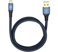 USB 2.0 [1x USB 2.0 type A mâle - 1x USB 2.0 mâle Micro-B] 0.50 m bleu contacts dorés Oehlbach USB Plus Micro