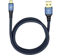 USB 2.0 [1x USB 2.0 type A mâle - 1x USB 2.0 mâle Micro-B] 5.00 m bleu contacts dorés Oehlbach USB Plus Micro