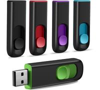 USB 2.0 64GB Set of 5 Retractable USB Flash Drive Memory Stick Data Storage Pendrive, USB 2.0 Memory Stick Flash Drive Black
