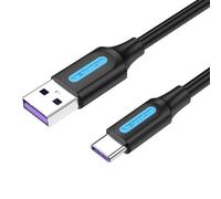 Câble Vention USB 2.0 Mâle vers USB-C Mâle - 5A - 100W - 480Mbps - 1m - Couleur Noir