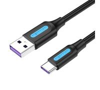 Usb 2.0 A To Usb-C 5a Cable Vention Corbg 1.5m Black Pvc