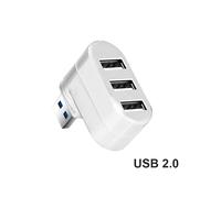 (USB 2.0 blanc) HUB USB 3.0, adaptateur rotatif à 180, mini répartiteur 1 à 3 ports haute vitesse