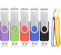 USB 2.0 Flash Drive 2 GB Pack of 5 Swivel USB Flash Drives 2GB USB Flash Drive for PC Data Storage Multi-Coloured Pen Drive with Strings