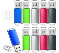 USB 2.0 Flash Drive 8GB Multicolour High Speed USB 2.0 Flash Drive with LED Display for PC Laptop Car Radio TV (10 Pack)