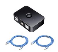 USB 2.0 Printer Sharing Switch,2 Ports with LED Light,with 2 x 1.5m USB 2.0 Printer Cable,2 Computers Share 1 Printer,Manual Switch.[F182]
