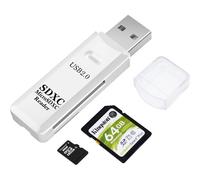 USB 2.0 SD/TF Card Reader, Dual Slot USB 2.0 480Mbps OTG Memory Card Adapter for TF/Micro SD/SD/SDXC/Micro SDXC/Micro SDXC Memory Cards, Compatible with MacBook (White)