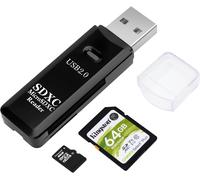 USB 2.0 SD/TF Card Reader, Dual USB 2.0 Slot OTG Memory Card Adapter 480Mbps for TF/Micro SD/SD/SDXC/Micro SDXC/Micro SDXC Memory Cards, Compatible with MacBook (Black)
