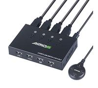 USB 2.0 Switch, 4 Entrées 4 Sorties USB Commutateur pour 4 PC Partager Imprimante Clavier Souris Clé USB Disque Dur Externe Scanner, avec 4 USB Câbles