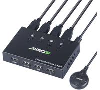 USB 2.0 Switch,4 Inputs 4 Outputs USB Switch for 4 PC Share Printer Keyboard Mouse USB Stick External Hard Drive Scanner,with 4 USB Cables.[F89]