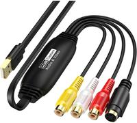 USB 2.0 Video Capture Card Analogue to Digital PC Transfer Kit VHS to DVD/Cassette to Retro Console/Video Grabber-Compatible avec Windows XP/Vista/Win 11/10/7/8/8.1 & MAC etc.